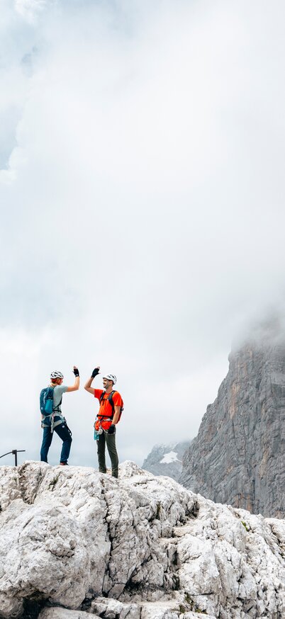 © Mathäus Gartner Kletterer am Schulter Anstieg auf dem Weg zum Hohen Dachstein | © Mathäus Gartner