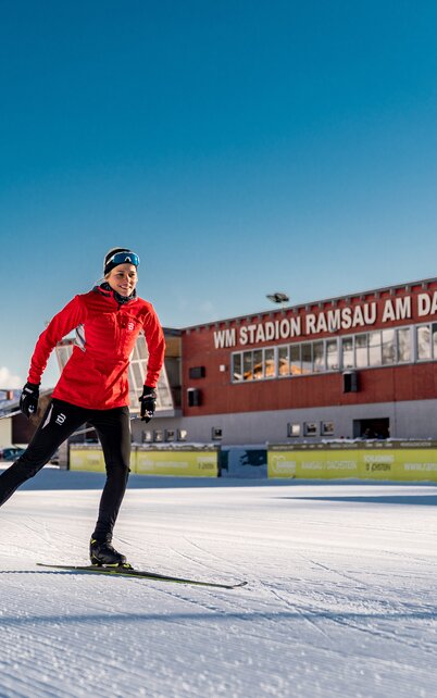 Langläufer im WM Stadion Ramsau am Dachstein | © Christine Höflehner