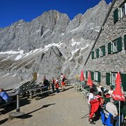Dachstein Südwandhütte with mountain panorama