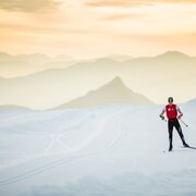 Ein Langläufer auf der Loipe am Schladminger Gletscher