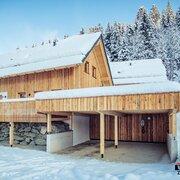 Winter view with carport