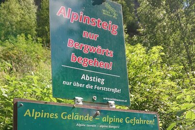 Please walk the alpine trail only uphill
