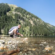 Abkühlung am Zufluss des Schwarzensees